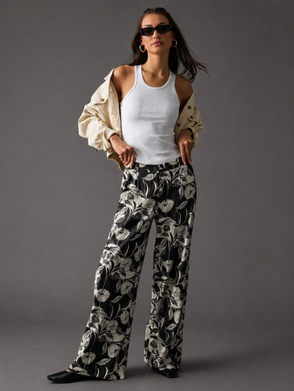 Anthropologie Maeve Soft Wide-Leg Linen Floral Print Pants Size 8